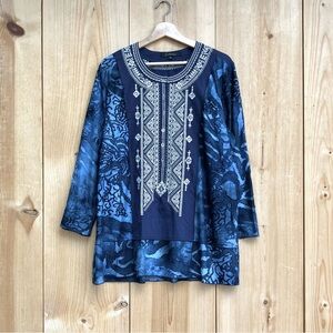 Caleoas Embroidered Tunic Top Sz 1X